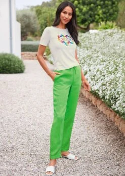 Weite Leinenhose Maigrün -Madeleine Mode a5226dd046e8ce5f3ef32081dba1f062