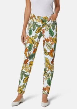 Hose Mit Blattmuster Wollweiß / Multicolor