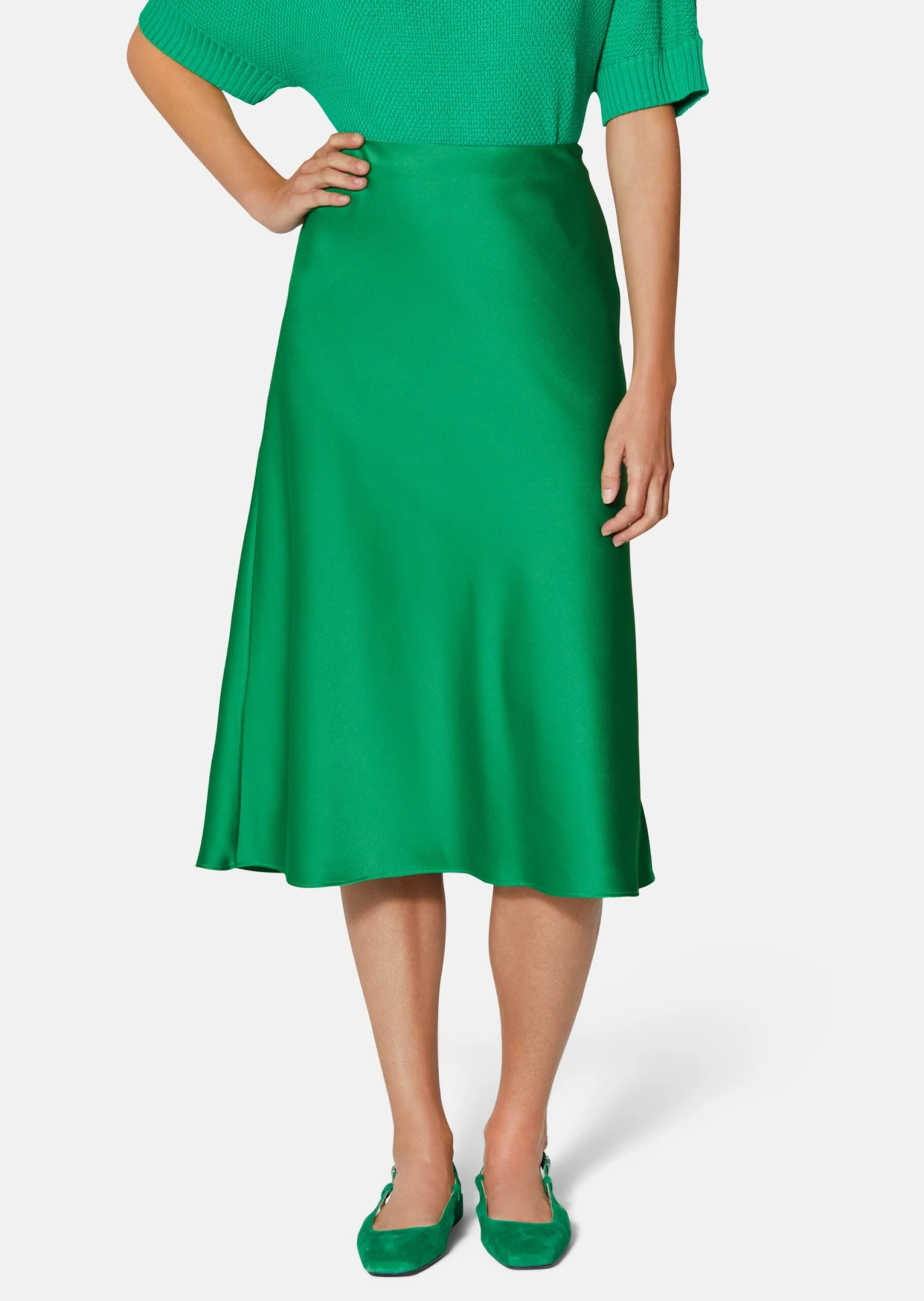 Midirock In Fließender Glanzqualität Apfelgrün 3 Midirock In Fließender Glanzqualität Apfelgrün