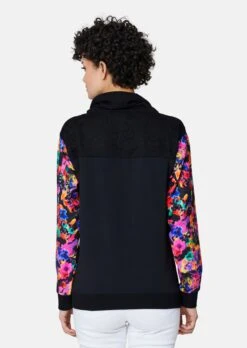 Sweatshirt Mit Floralem Print Und Spitzen-Veredelung Schwarz / Multicolor -Madeleine Mode a93dc97a41b13ff8e45fa9e52e1d1ce2