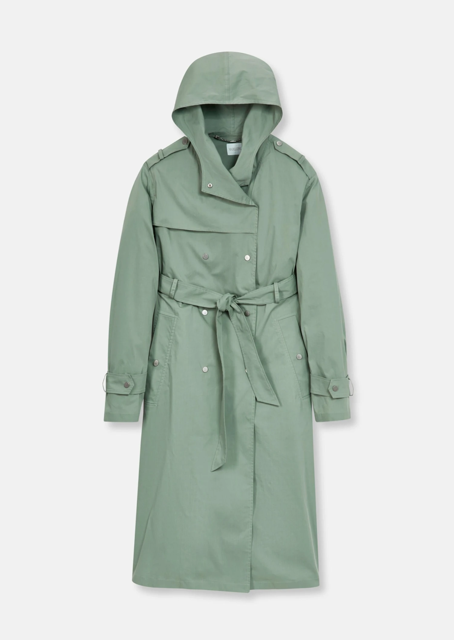 Modische Trench-Variante Mit Kapuze Hellsalbeigrün 8 Modische Trench-Variante Mit Kapuze Hellsalbeigrün – Bild 6