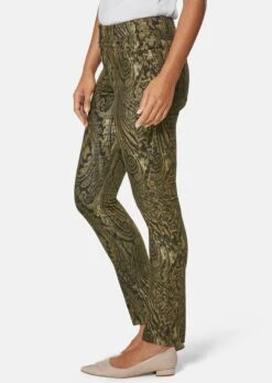 Paisley-Hose In Samtiger Stretch-Qualität Khaki / Multicolor -Madeleine Mode abb14da41b14e8bf6cca029da7da1879