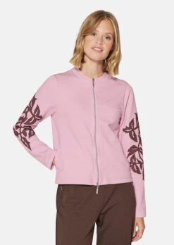Freizeitjacke Mit Blätterapplikation Rosé / Multicolor