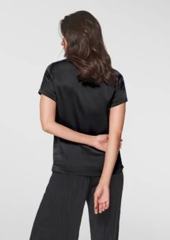 Seidenbluse Mit Halblangem Ärmel Schwarz -Madeleine Mode aef1357e9719520012845f1a60ada9db