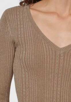MIT POINTELLE-MUSTER - Strickpullover - Muskatbraun Eisgoldfarben -Madeleine Mode af285d631c684264a68896b30472cd70
