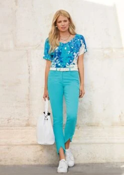 Schlanke Jeans Mit Fransensaum Karibikblau -Madeleine Mode b2333e272a9ad4e9e266d71ceff2110e