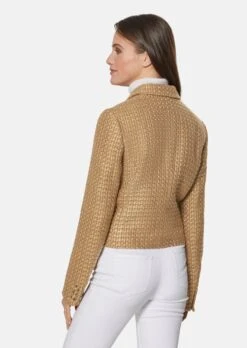 Modischer Kurzblazer Aus Fancy-Garn Korkbraun -Madeleine Mode b43088f2143bc3d30b13ecc768d21f99