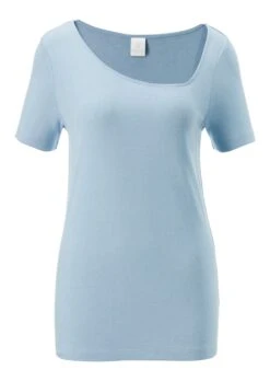 Kurzarm-Shirt Mit Asymmetrischem Ausschnitt Bleu