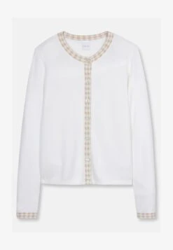 MIT VICHY-KARO-AKZENTEN - Strickjacke - Wollweiß/grege 13 MIT VICHY-KARO-AKZENTEN - Strickjacke - Wollweiß/grege -Madeleine Mode bb74d986ae37423ab00f810555424d34