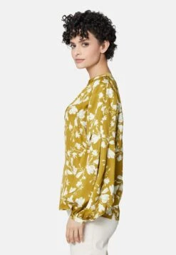 BLUMEN MIT VOLUMINÖSEN TREND ÄRMELN - Bluse - Lorbeergrün Wollweiß -Madeleine Mode bea77ffeeea84df2b514a85aca398cfb