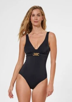 Badeanzug Mit Kettendekoration Schwarz