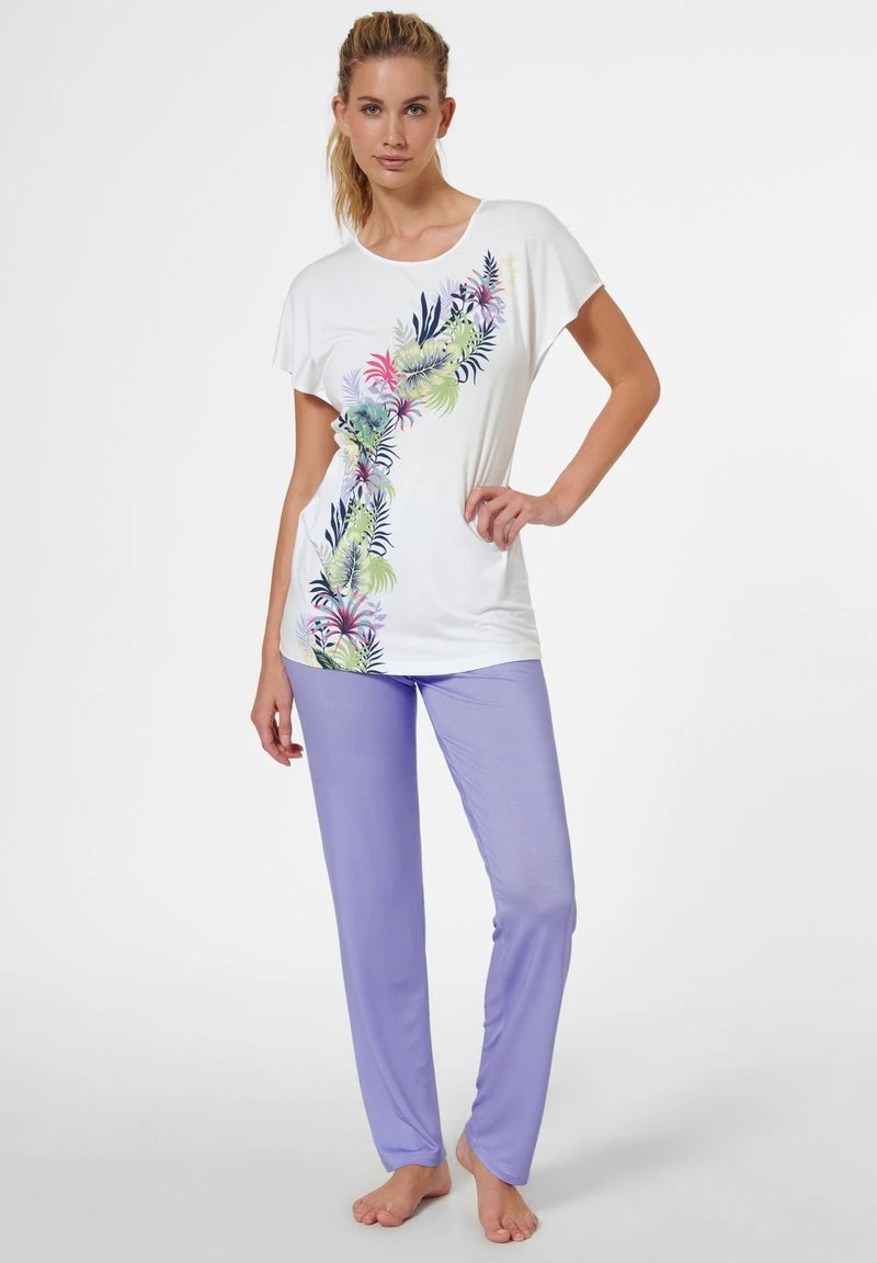 SET MIT EDLEM PRINT - Nachtwäsche Set - Weiß/flieder 3 SET MIT EDLEM PRINT - Nachtwäsche Set - Weiß/flieder