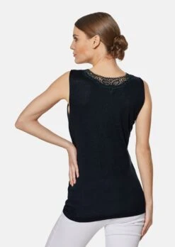 Ärmelloses Leinentop Mit Spitzenbesatz Marine -Madeleine Mode c182a24b5178b67e0c0bfe58846743c5