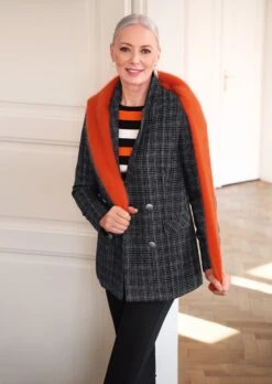 Klassischer Blazer Mit Silberfarbenen Knöpfen Schwarz / Wollweiß -Madeleine Mode c1c354a98fdd6f2a2f3798ea8dfbe4a8