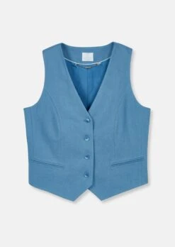 Kurze Leinenweste Hellkobaltblau 14 Kurze Leinenweste Hellkobaltblau -Madeleine Mode c2fd9be46c9b03ce083c066c249870fc