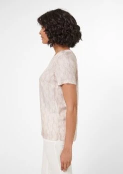 Bedrucktes Kurzarm-Shirt Perlweiß / Helltaupe -Madeleine Mode c45b56fa7e61d22d1d64987fb60cedee