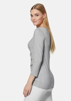 Shirt Mit 3/4-Ärmeln Und U-Boot-Ausschnitt Steingrau / Melange -Madeleine Mode c52bf131edb65c1fdd8bb492413d719d