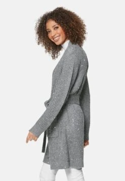 Strickjacke - Grau Melange Silberfarben -Madeleine Mode c53e83a470f64d73a8180c79fc4e35c1