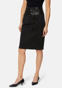 Bleistift-Rock Mit Abnehmbarem Gürtel Black