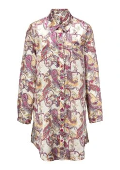 Sleepshirt In Glänzender Satinqualität Puderrosé / Multicolor
