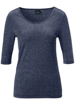 Glänzendes Shirt Marine / Silberfarben