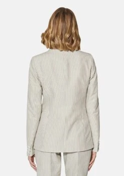 Seersucker-Blazer Wollweiß / Caramel -Madeleine Mode cbb6a0a27b5f458b457dce8d2e1c7c41