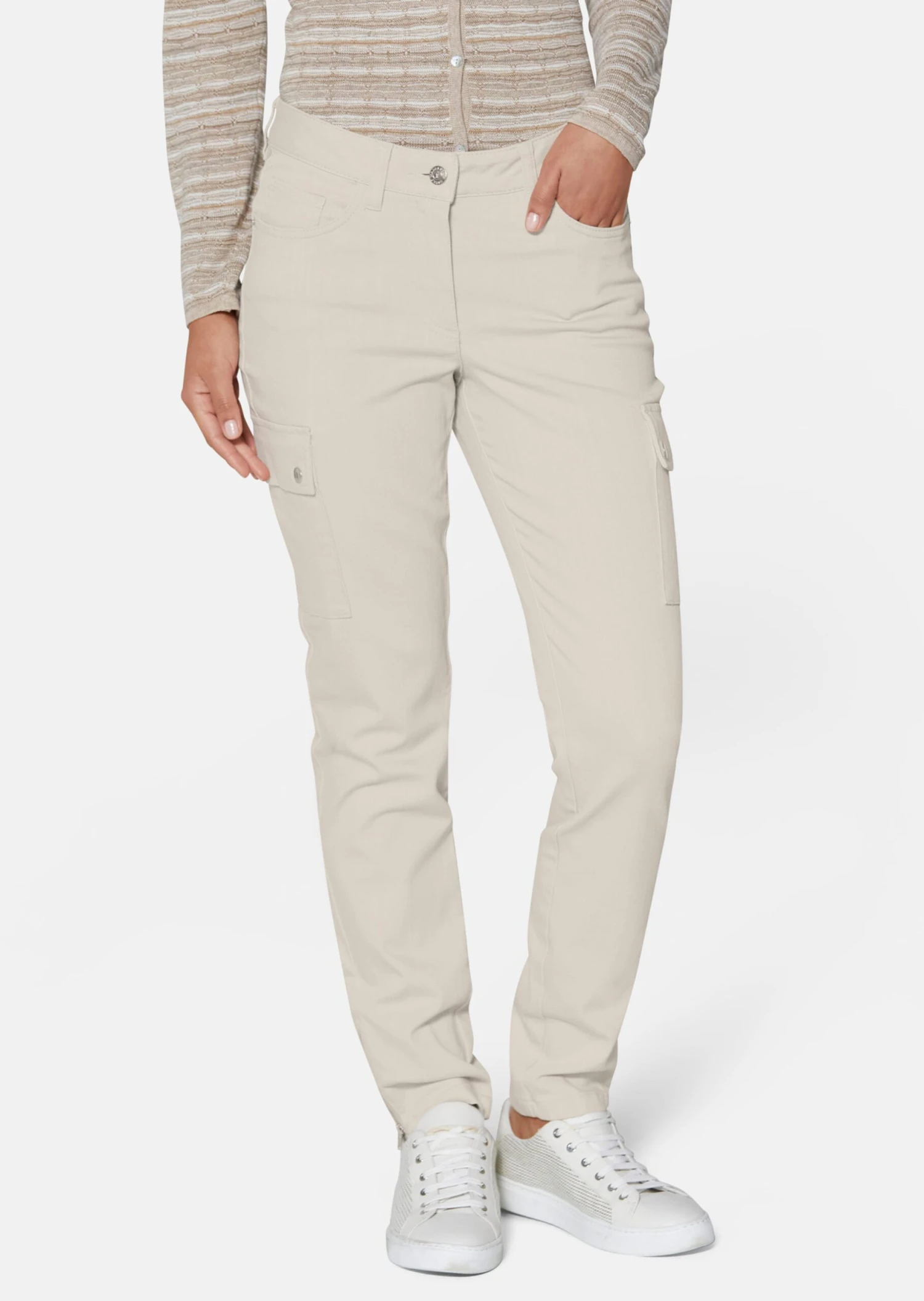 Schlanke Cargo-Jeans Kitt 3 Schlanke Cargo-Jeans Kitt