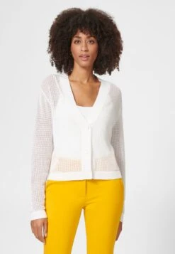 KURZE AJOUR - Strickjacke - Weiß