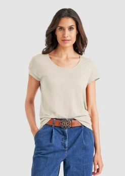 Shirt Mit Rundhals-Ausschnitt Champagner