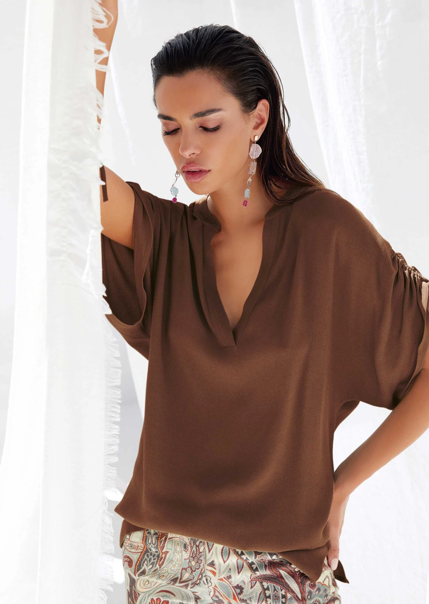 Oversize-Hemd Mit Variablen Ärmeln Kupferfarben 4 Oversize-Hemd Mit Variablen Ärmeln Kupferfarben – Bild 2