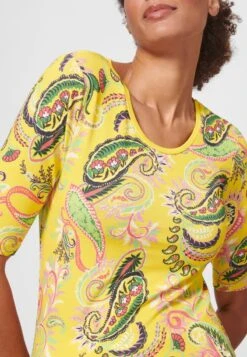 RUNDHALS MIT UNIKAT PRINT - T-Shirt Print - Sonnengelb Multicolor -Madeleine Mode dabb8e46552c499ab58f8124380ba0c2