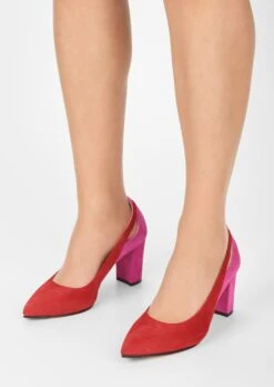 High Heels Aus Veloursleder Rot / Pink