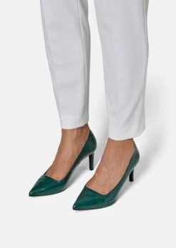 Leder-Pumps Mit Hohem Absatz Botanikgrün