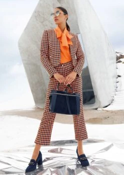 Kragenloser Kurzblazer Mit Hahnentritt-Karo Marine / Multicolor -Madeleine Mode e1954950e96890cf9e3186017841a186