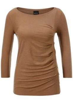 Shirt Mit 3/4-Ärmeln Und U-Boot-Ausschnitt Haselnuss / Melange