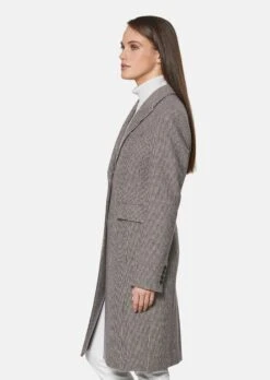 Schlanker Kurzmantel Aus Edlem Wolltuch Taupe / Multicolor -Madeleine Mode e4a1ad1a9feb49d7ab5849026310b935