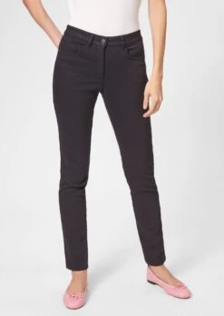 Schlanke Stretch-Jeans Mit Seitlicher Dekoration Schwarz