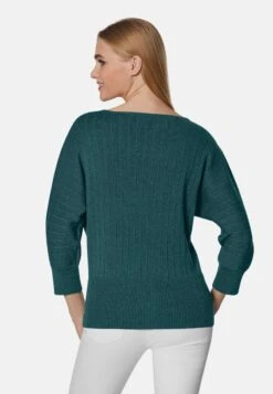 Strickpullover - Botanikgrün Silberfarben -Madeleine Mode e65e31c9decb48b49de26d5d1a0aeeca