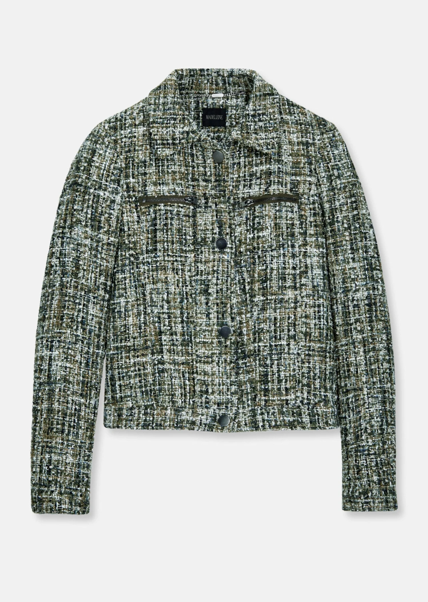 Kurze Tweedjacke Oliv / Multicolor 8 Kurze Tweedjacke Oliv / Multicolor – Bild 6