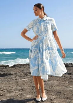 Gemustertes Kleid Himmelblau / Creme 13 Gemustertes Kleid Himmelblau / Creme -Madeleine Mode eb2f05238d56d10e03b86ad151191566