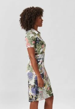 MIT ABSTRAKTEM BLUMENPRINT UND SPITZENKRAGEN - Blusenkleid - Weiß Multicolor -Madeleine Mode eb6fbb85607141dfa14c255a0eb3ea16