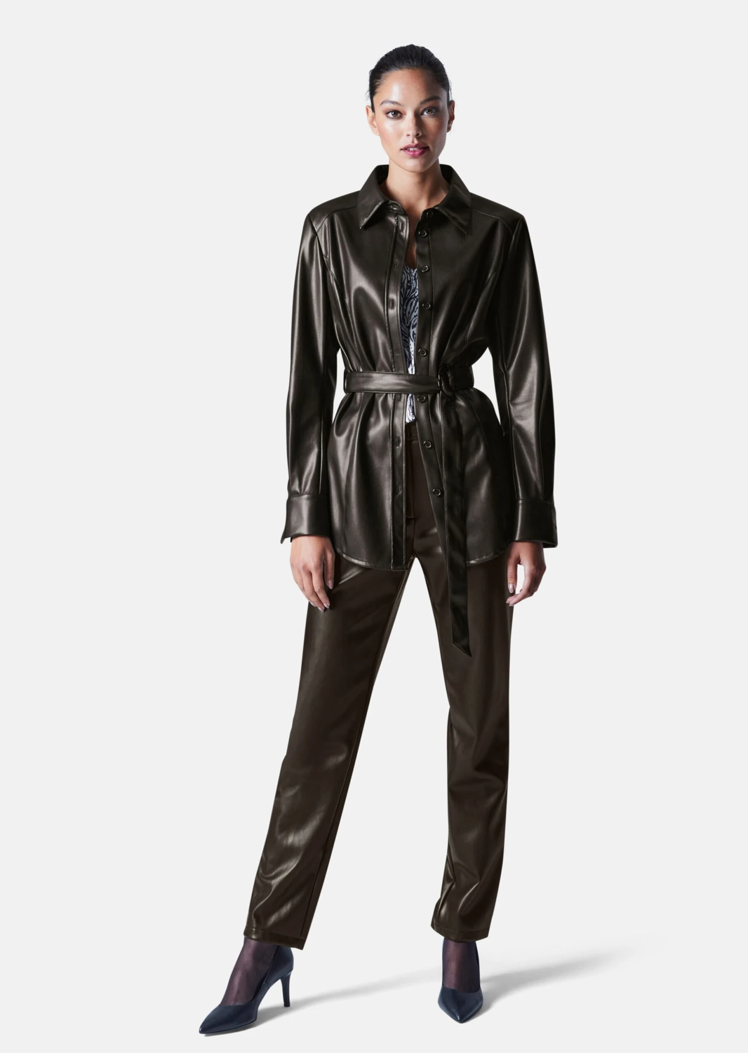 Hemdjacke Aus Kunstleder Schwarz 4 Hemdjacke Aus Kunstleder Schwarz – Bild 2