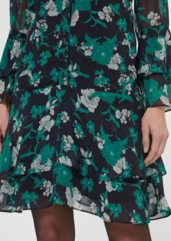 Feminines Rüschenkleid Schwarz / Multicolor -Madeleine Mode ebfeda83ec328e79d453304cf4c1d587