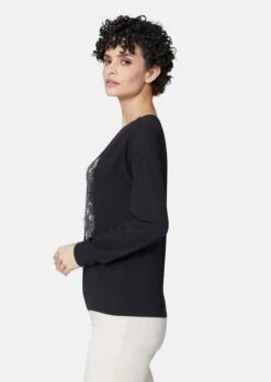 Sweatshirt Mit Dekorativem Flower Print Schwarz -Madeleine Mode ecb7818aa5d9436fe9ae7cebb0dc52a9