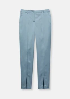 Satin-Hose Mit Vorderseitigen Saumschlitzen Rauchblau -Madeleine Mode ef787d53d986f3db7e879eacd7852928