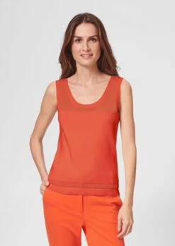 Stricktop Mit Ajourmuster Papaya