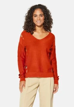 MIT CUTOUTS UND VAUSSCHNITT - Strickpullover - Papaya