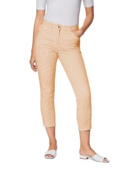 Jeans, Lang Weiß / Aprikose