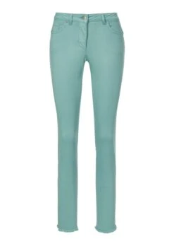 Jeans Mit Feinem Fransensaum Jadegrün