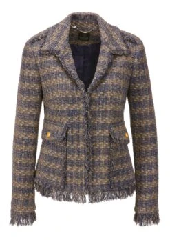 Kurzblazer Mit Fransen Blau / Caramel